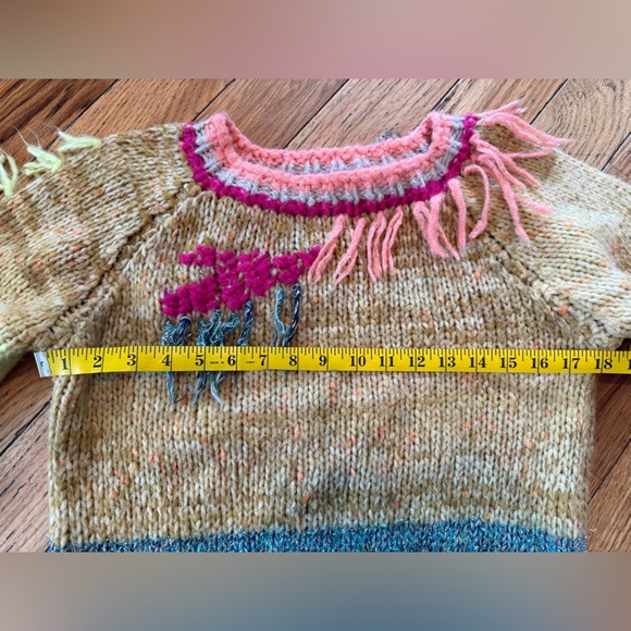 Anthropologie Fringed Colorblock Sweater Women’s Size Small Crew Neck Pullover - Picture 12 of 13